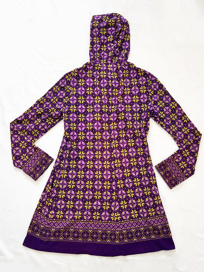 60s purple hooded mini dress, Size XS-S