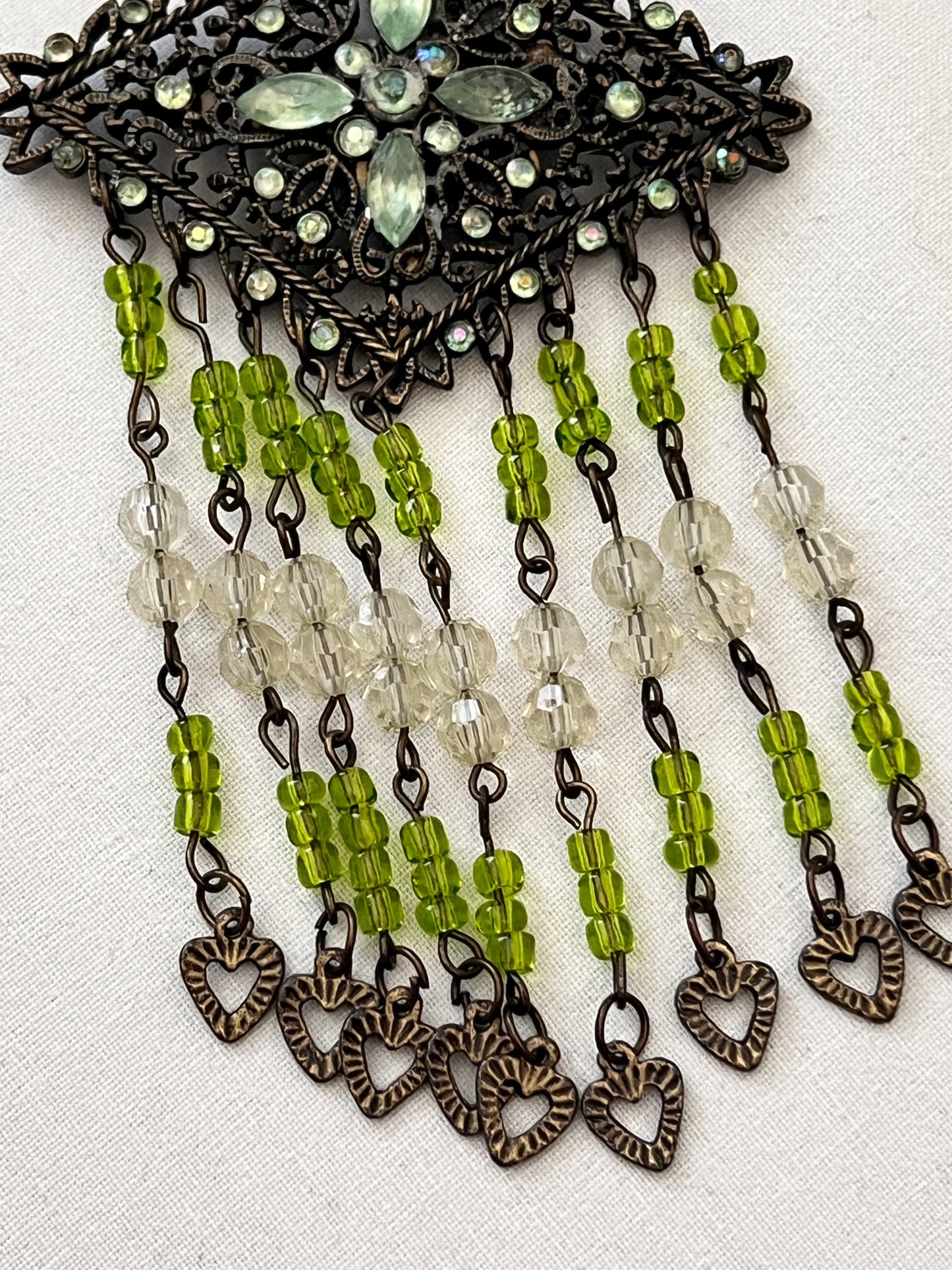 Green beads brooch