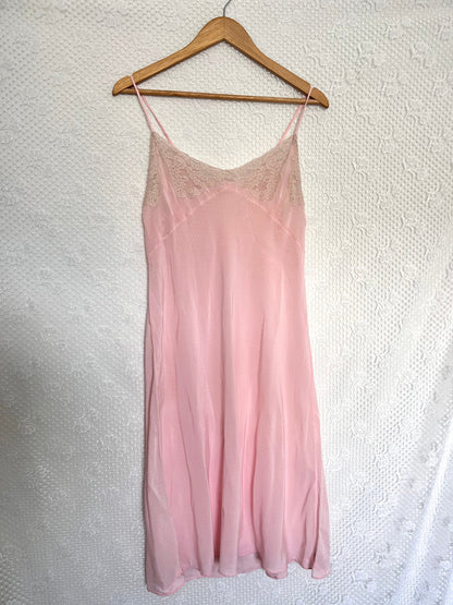 40s pink floral lace nightgown, Size L