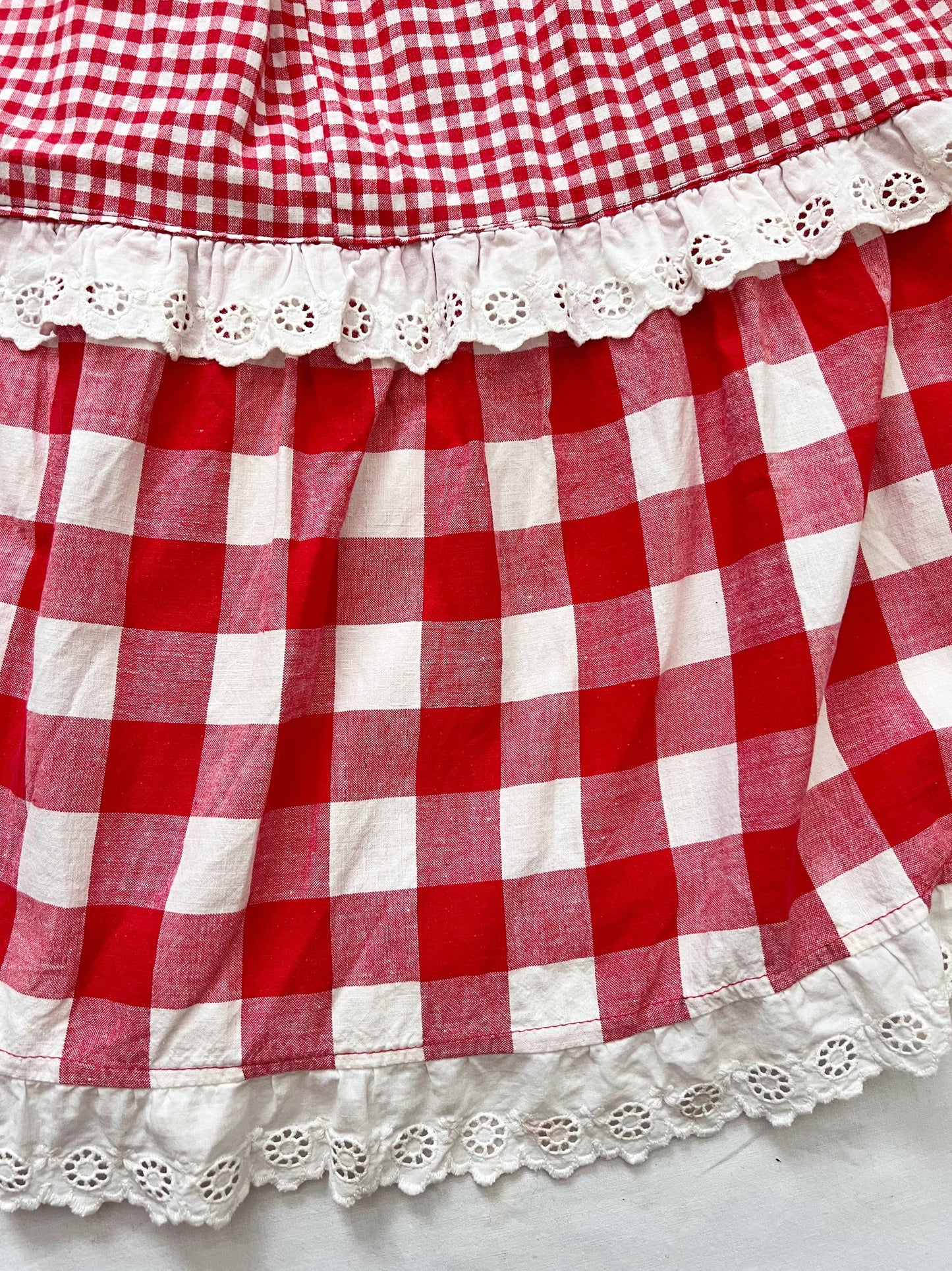 70s red and white gingham sundress, Size M