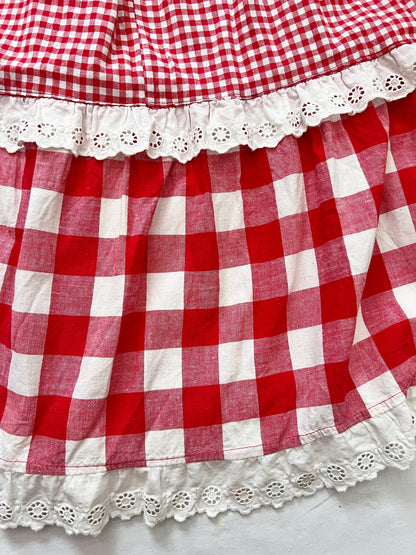 70s red and white gingham sundress, Size M