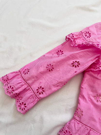 70s pink floral cutout maxi dress, Size S