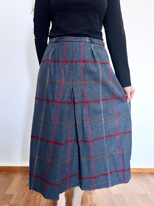 70s wool blend gray skirt, Size M-L