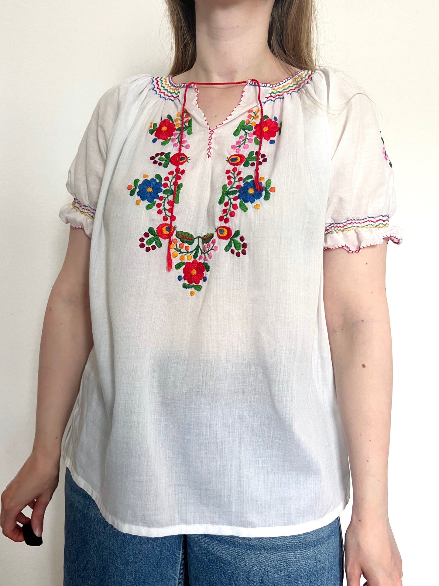 70s Matyo embroidered floral blouse, Size L-XL