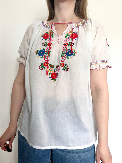 70s Matyo embroidered floral blouse, Size L-XL