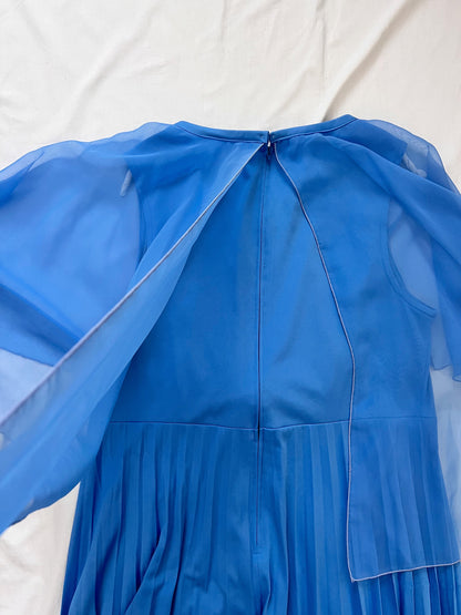 70s blue cape dress, Size L