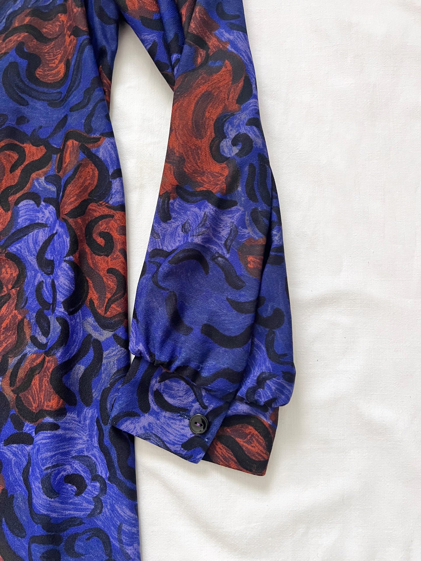 80s bold floral pattern dress, Size L-XL