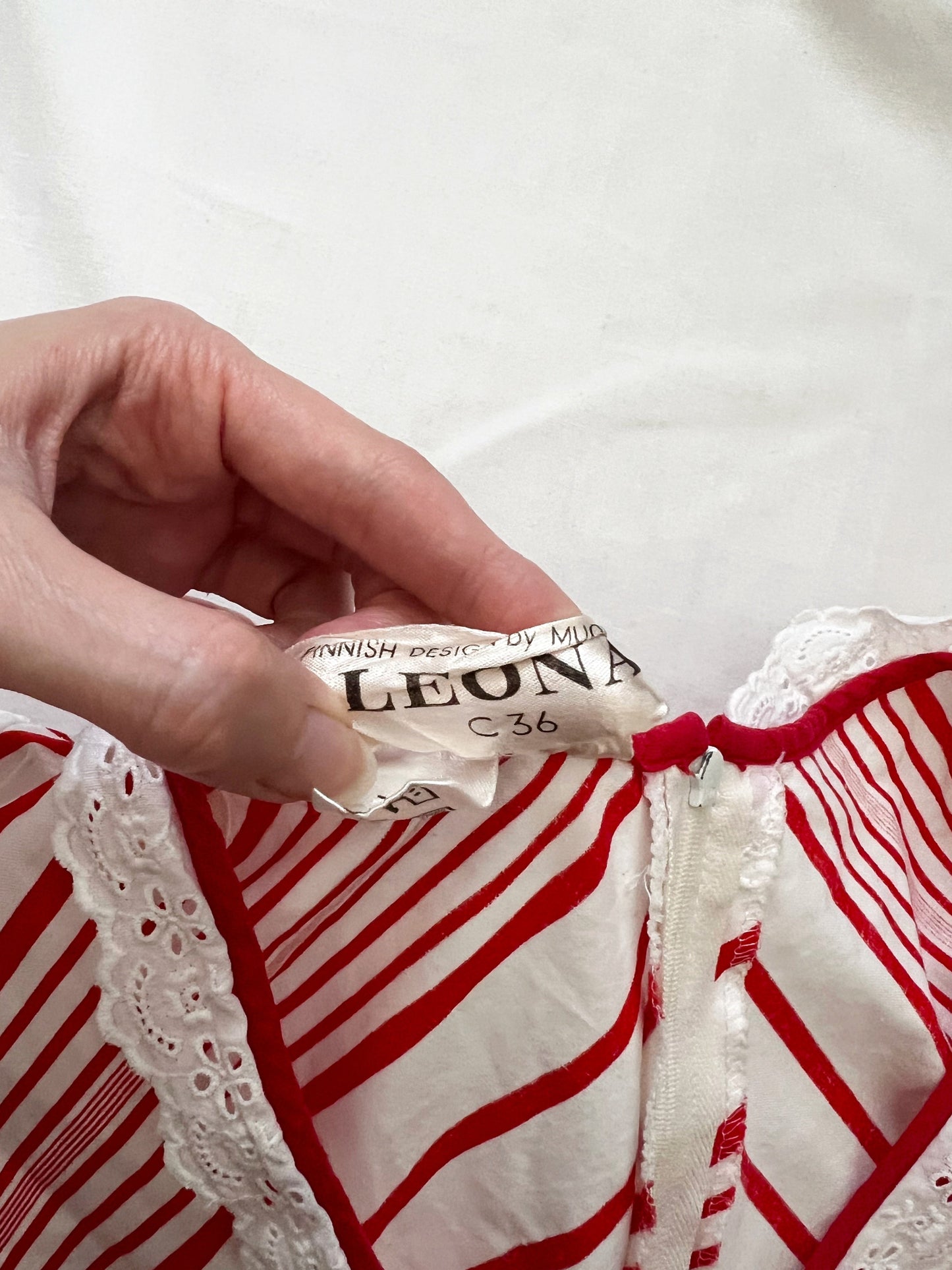 70s cotton red and white stripes maxi dress, Size XS-S