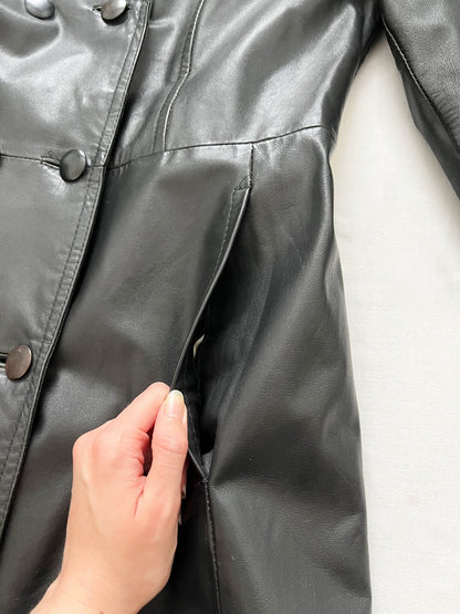 90s black leather jacket, Size S-M