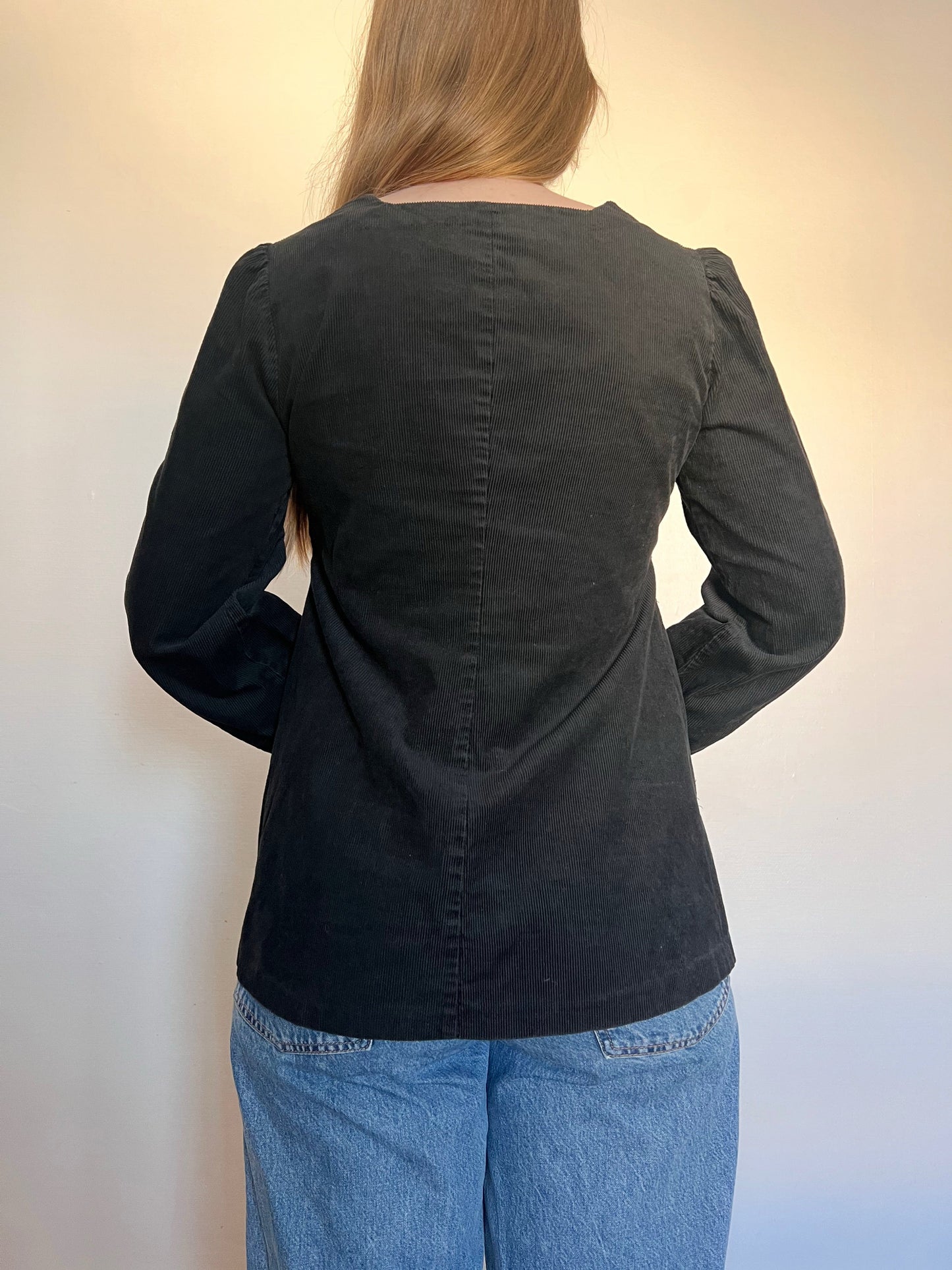 70s Pia & Paula black ribbed blouse, Size S