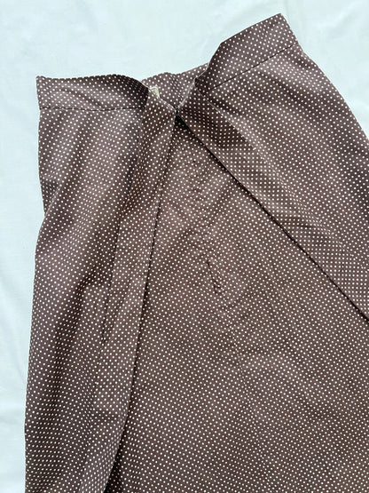 70s Pia & Paula brown and white polka dot maxi skirt, Size XS