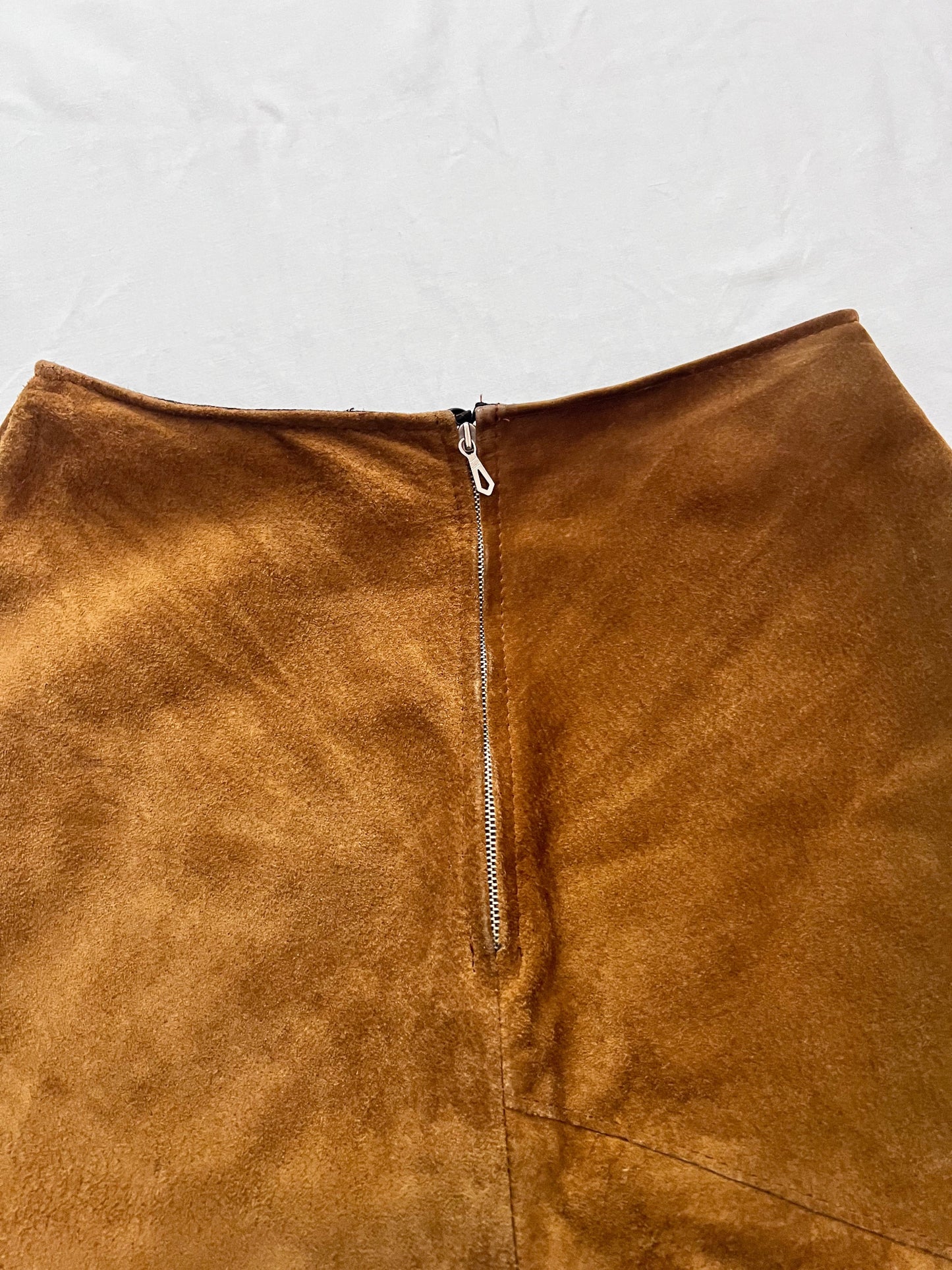 70s brown suede vest and skirt set, Size S