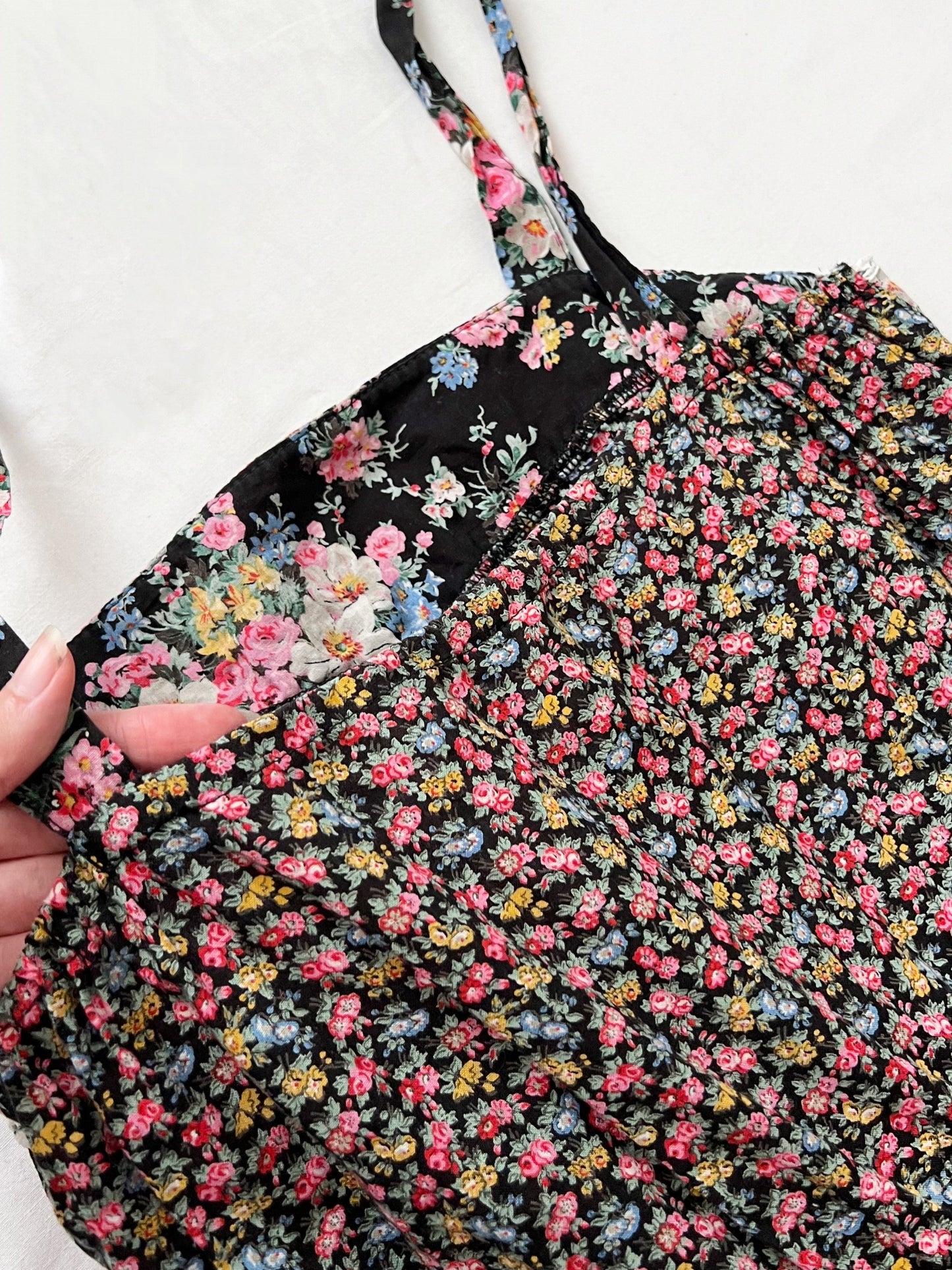 70s cotton floral sundress, Size XS-S