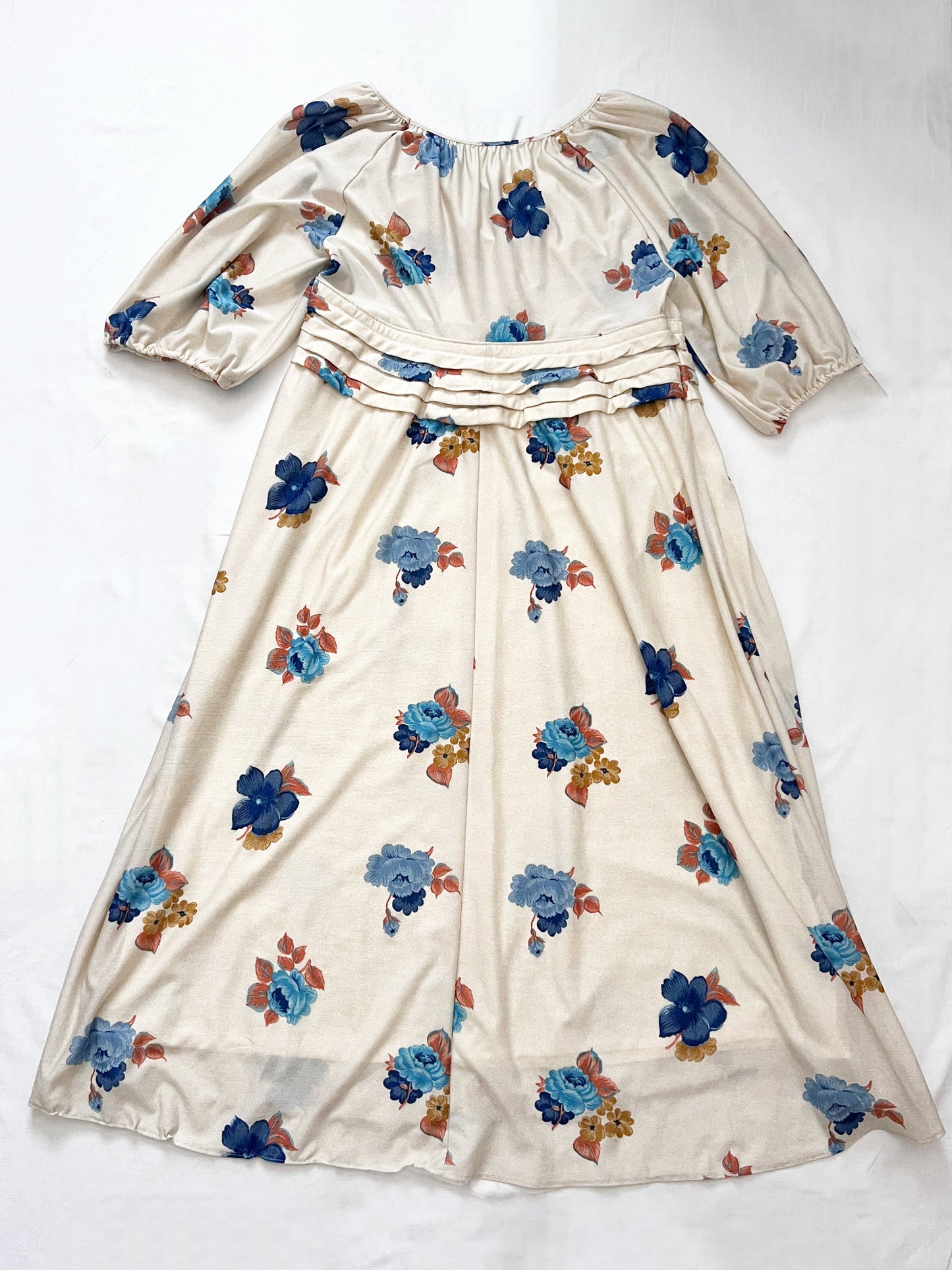 70s cream flower dress, Size L