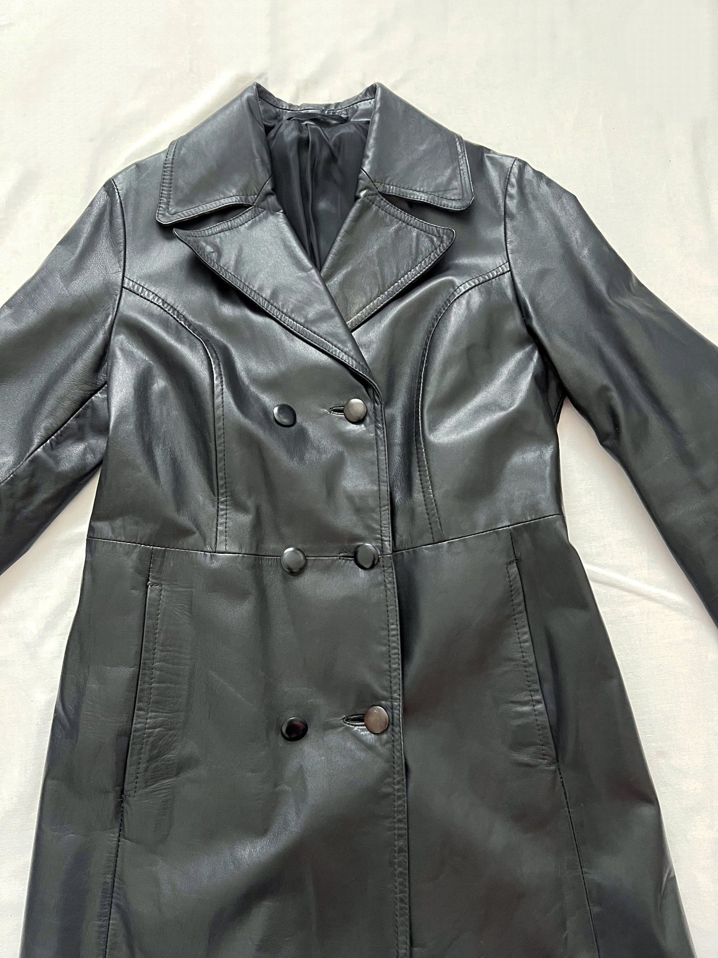 90s black leather jacket, Size S-M