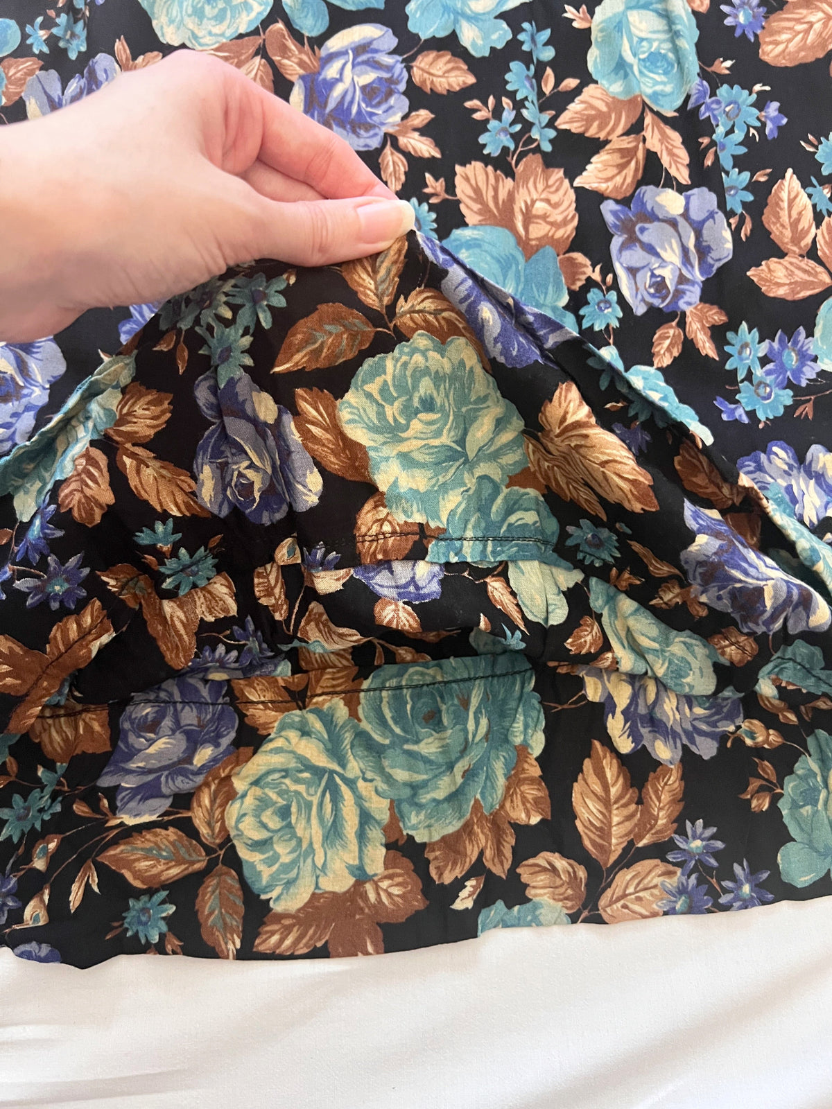 70s floral and velvet dress, Size S