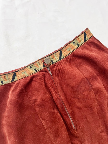 70s suede fringe skirt, Size S