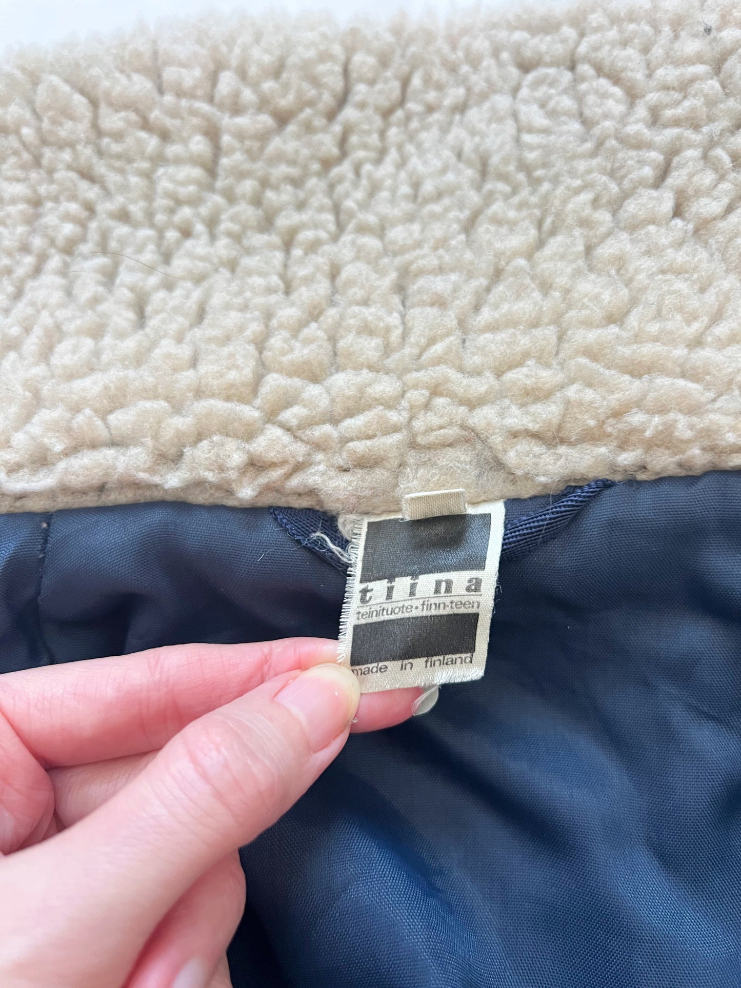 70s navy and sherpa jacket, Size S