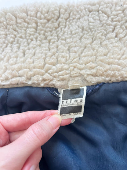 70s navy and sherpa jacket, Size S