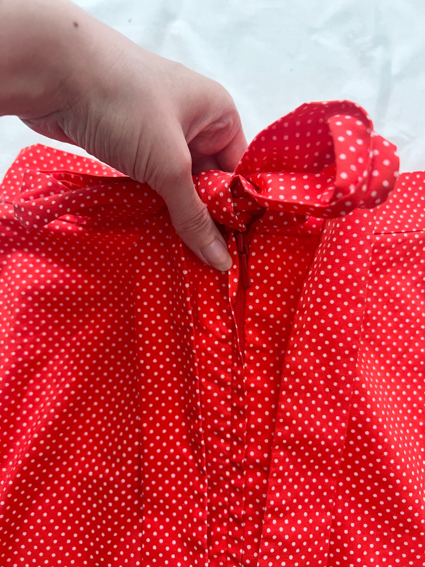 70s Pia & Paula red and white polka dot maxi skirt, Size S