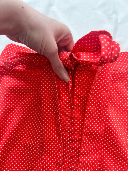 70s Pia & Paula red and white polka dot maxi skirt, Size S