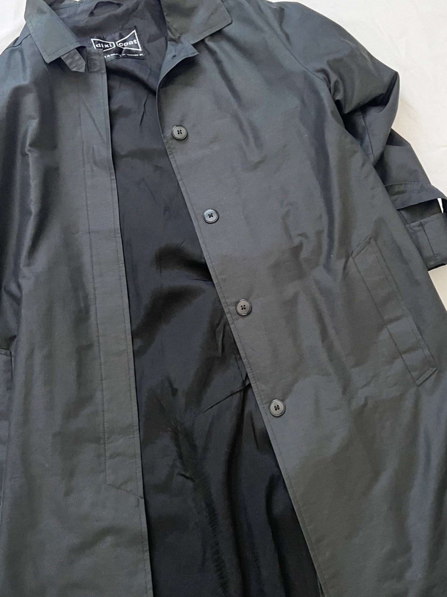 70s black trench coat, Size M