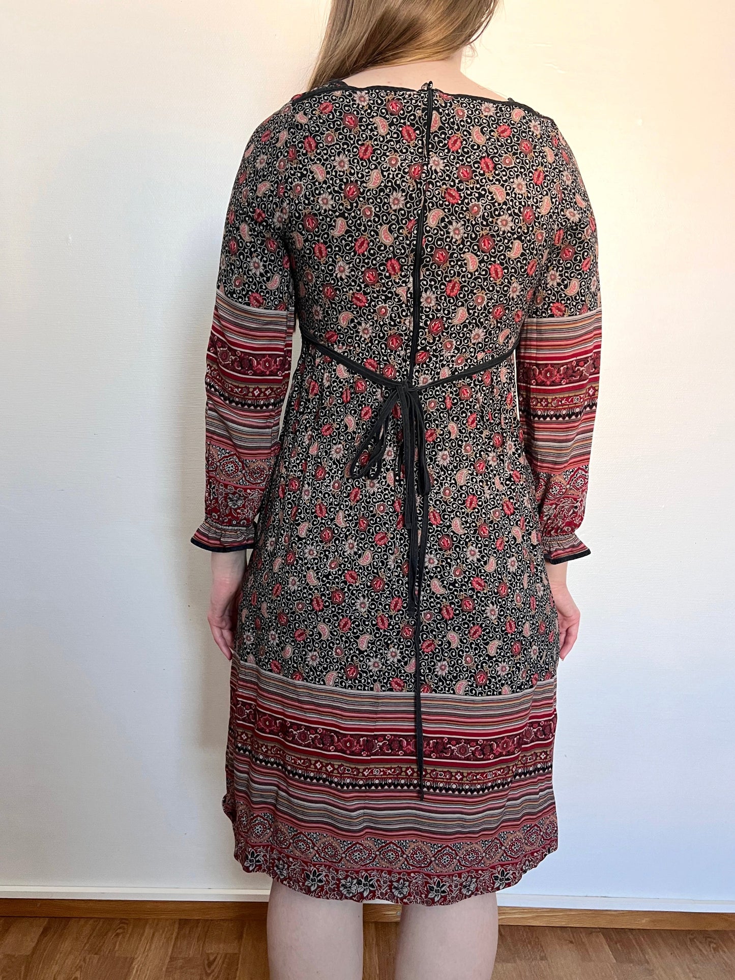 70s bohemian print dress, Size XS-S