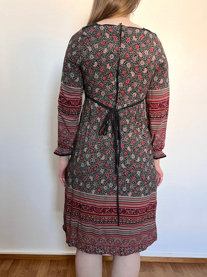 70s bohemian print dress, Size XS-S