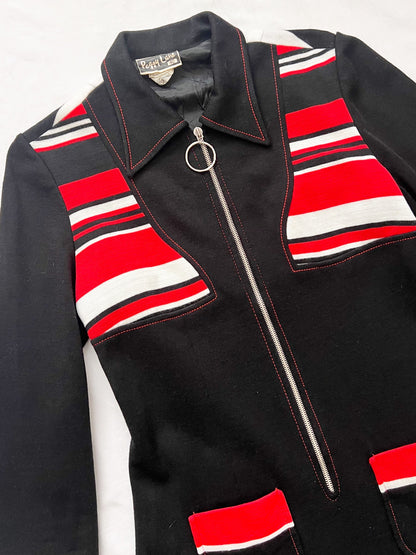 70s black, red, and white dress, Size S