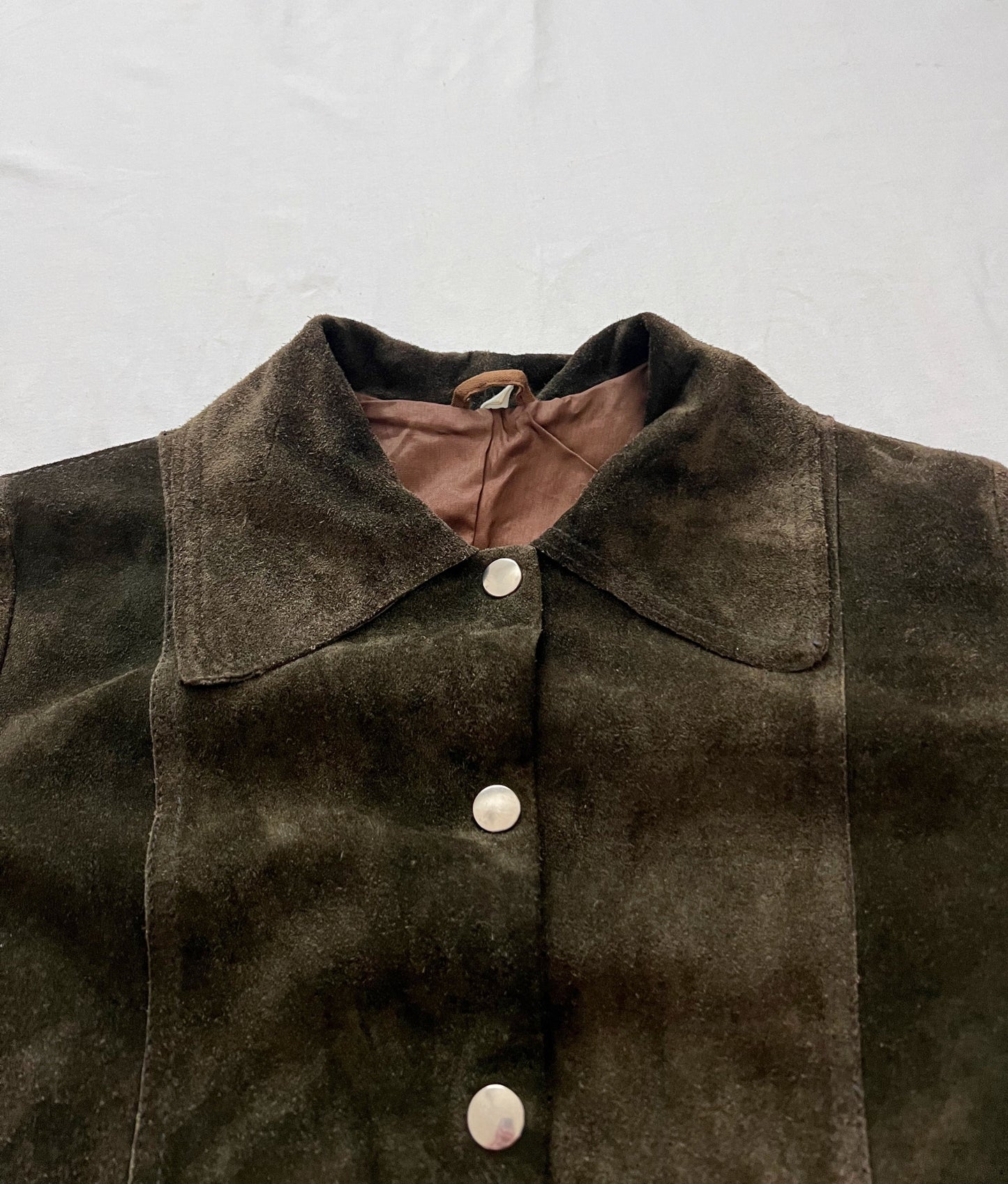 60s green suede top, Size S