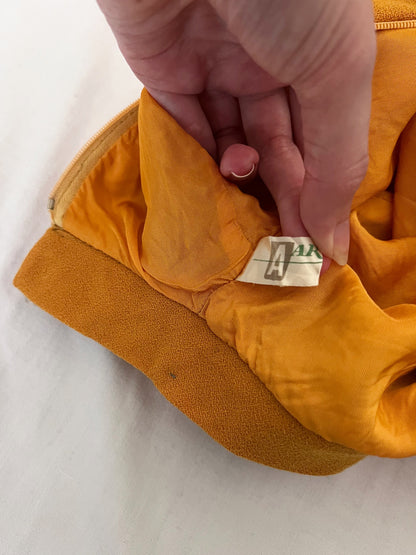 60s mustard yellow and silver mini dress, Size XS-S