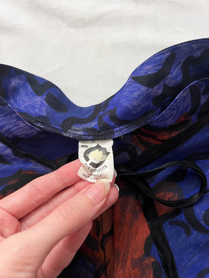 80s bold floral pattern dress, Size L-XL