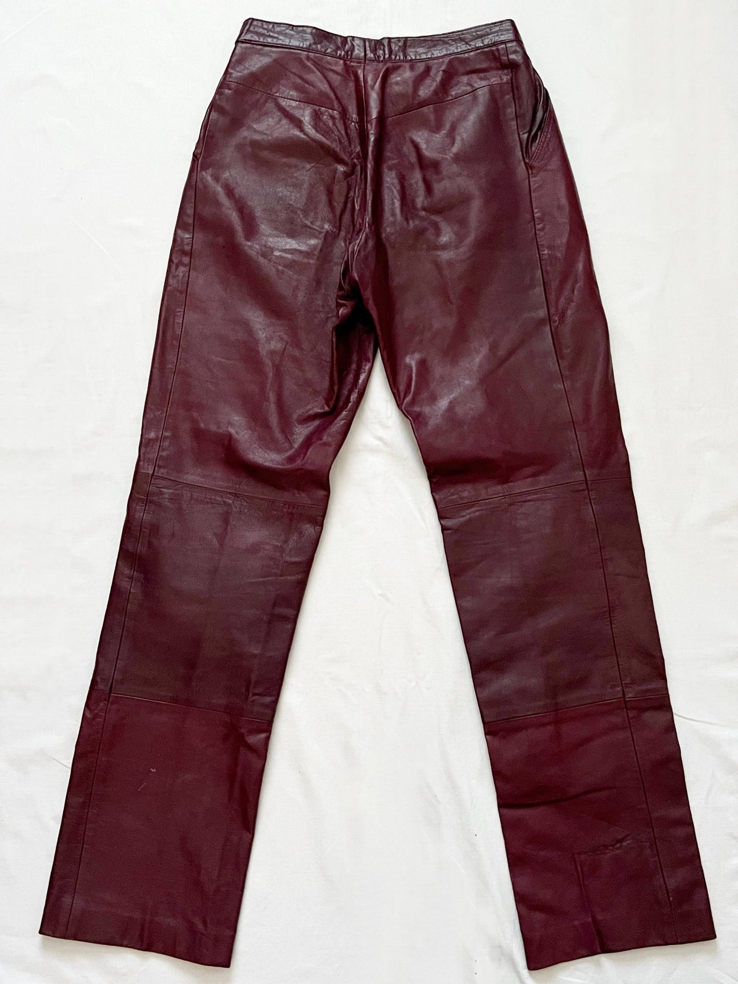 Burgandy leather pants, Size S