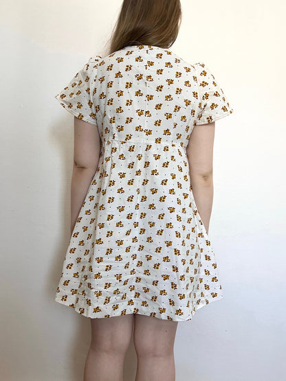 60s/70s babydoll floral dress, Size M