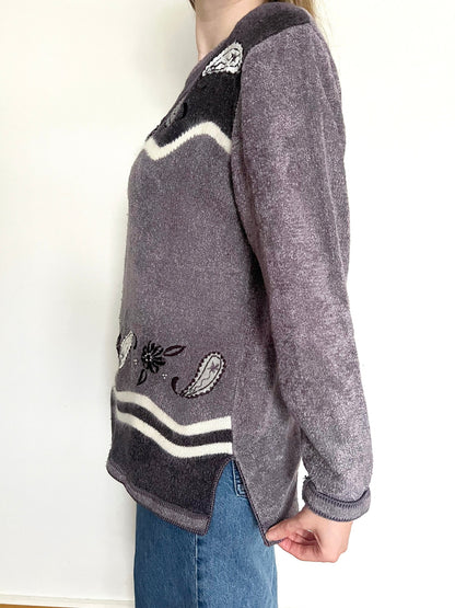 Purple 80s sweater, Size M-L