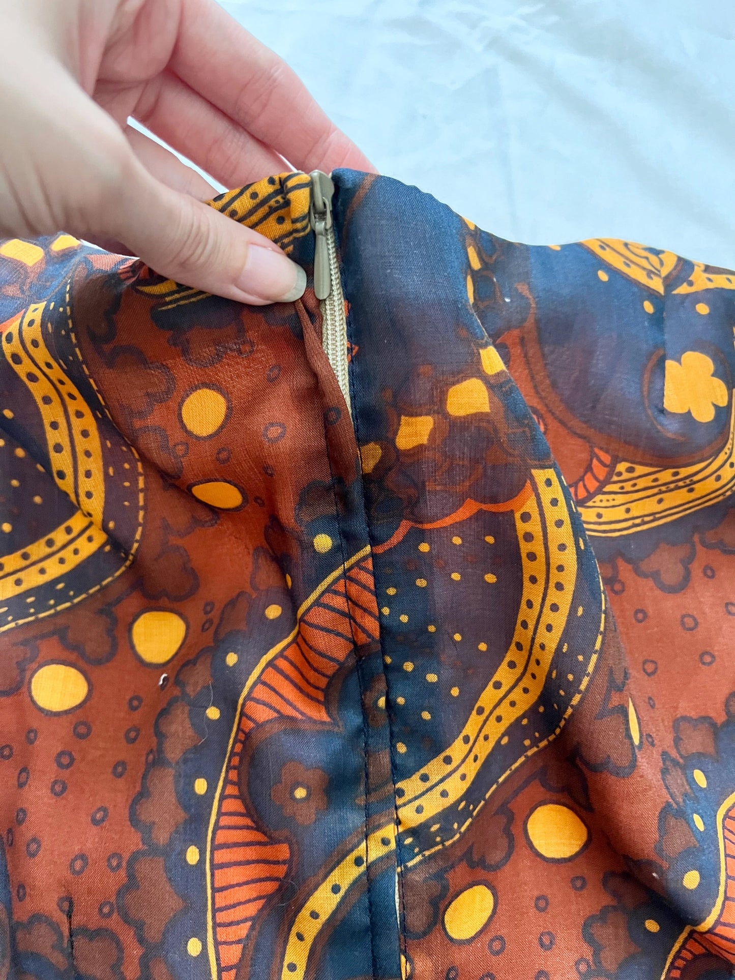 70s floral and paisley dress, Size S