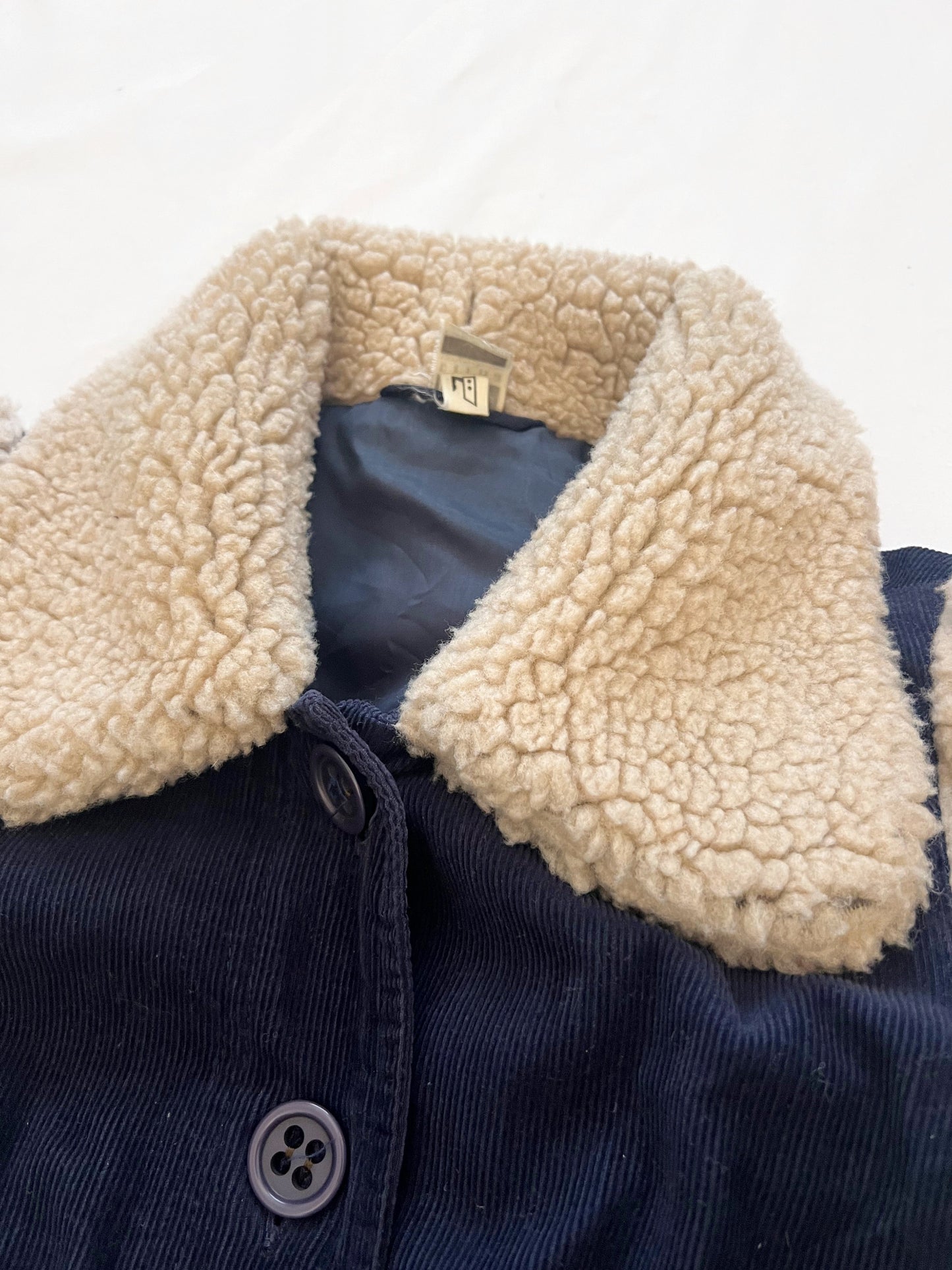70s navy and sherpa jacket, Size S