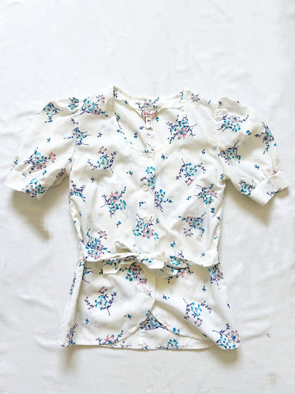 Floral puffed sleeves t-shirt, Sixe XXS