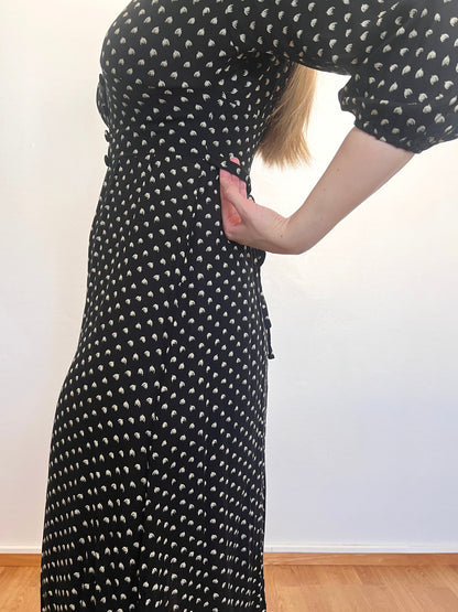 70s black and white dress, Size XS-S