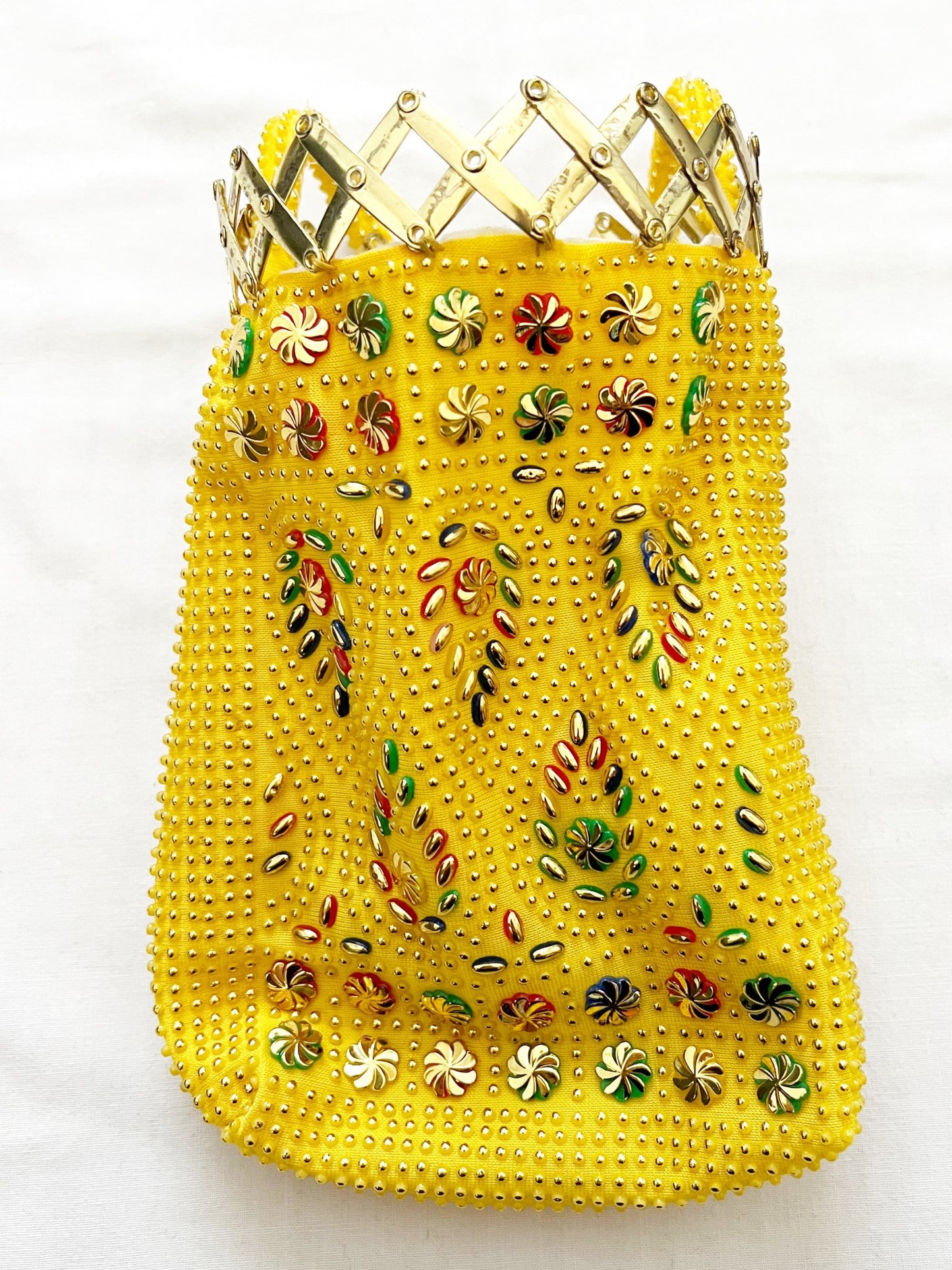 Yellow beaded purse