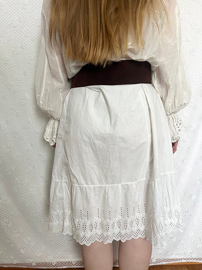 Antique white cotton midi skirt, Size S-M