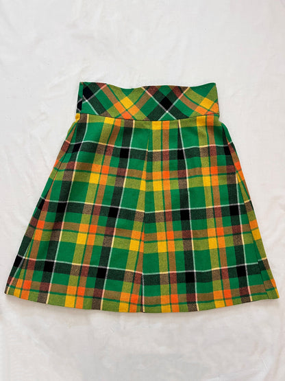70s colorful plaid skirt, Size S