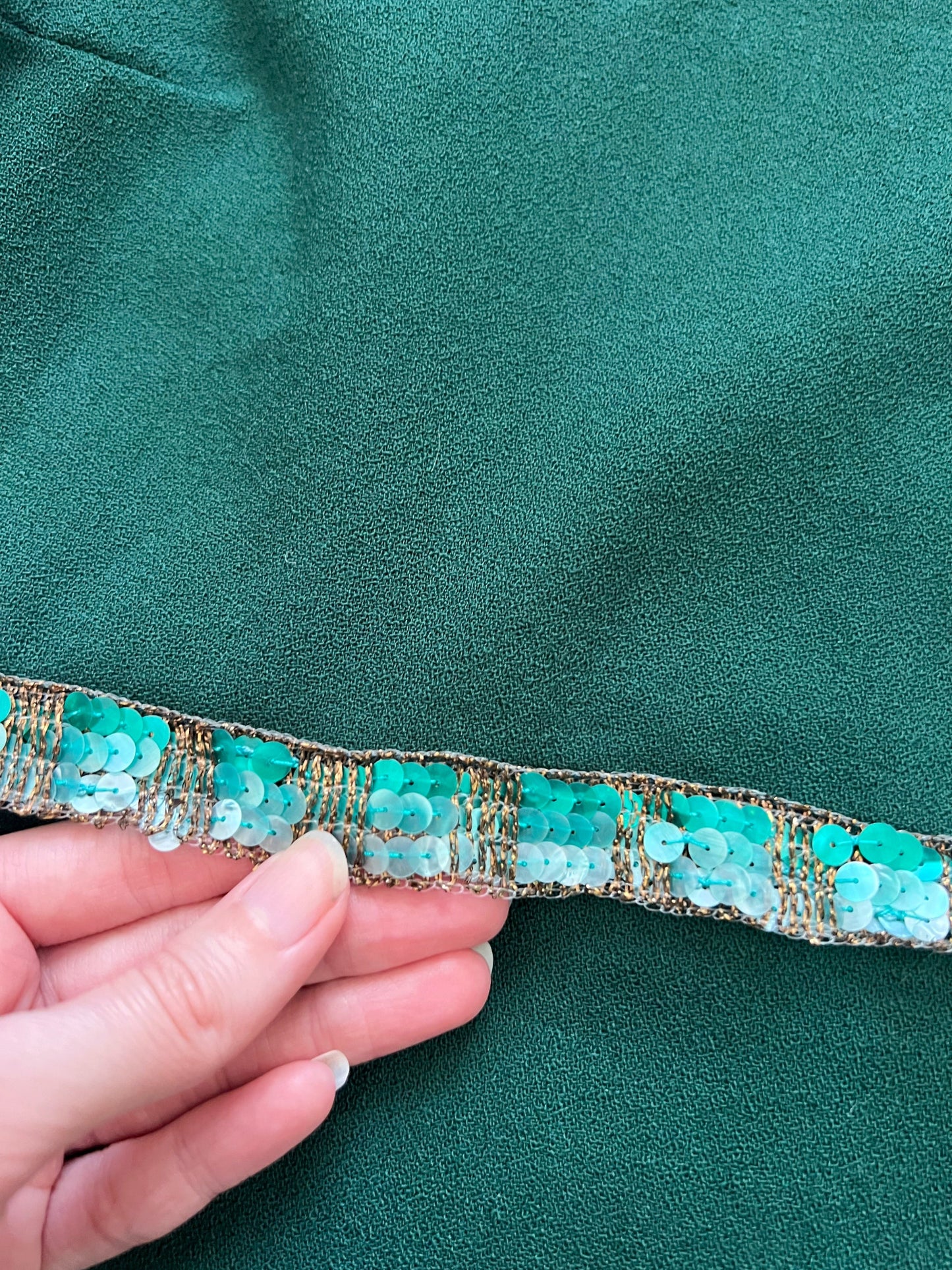 70s green flared sleeves dress, Size S