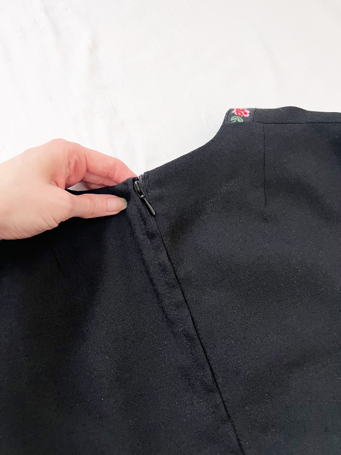 Black dress with rose embroidery, Size S