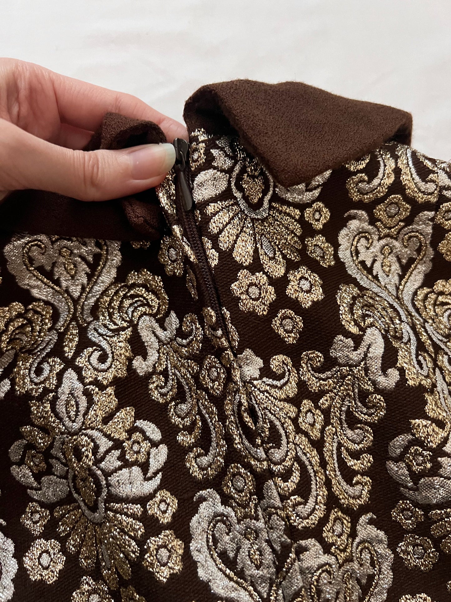 60s gold, silver and brown dress, Size S