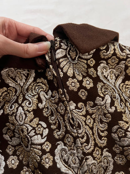 60s gold, silver and brown dress, Size S
