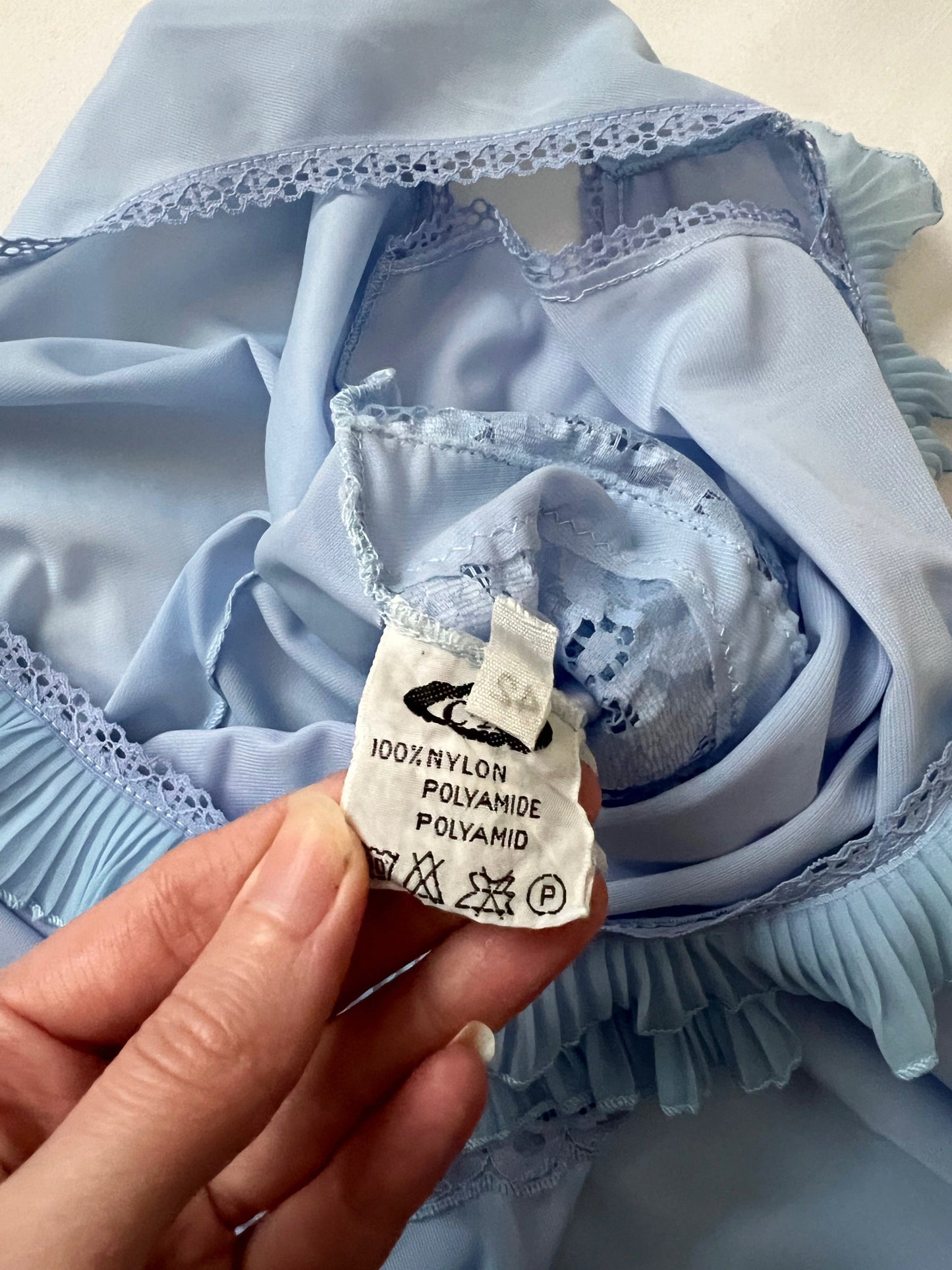 60s light blue long nightgown, Size XS