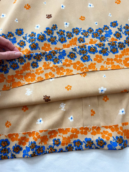 70s beige floral dress, Size M