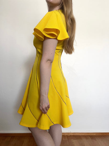 60s bright yellow dress, Size M-L