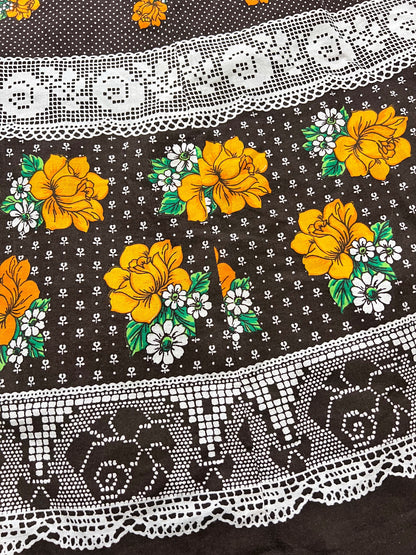 70s brown flower skirt, Size S